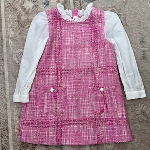 Janie and Jack Toddler Girls Pink and White Tweed Shift Dress